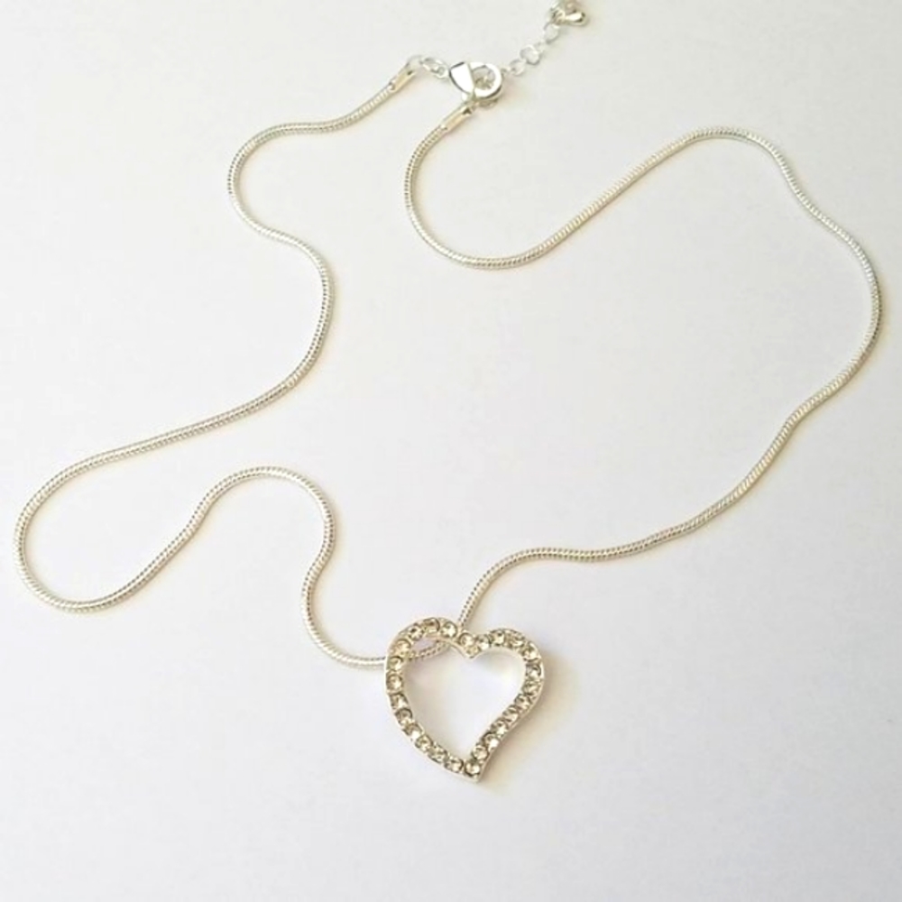 Crystal from Swarovski Open Pave Heart 18K WGP Necklace